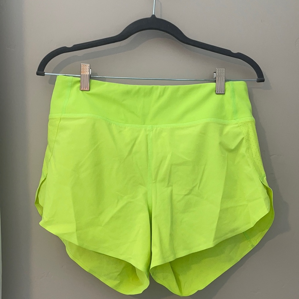 Super bright neon green Athleta shorts!